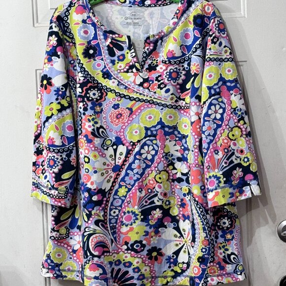 Talbots Tops - NEW T by Talbots UPF 50 Sz 3X Womens Pique Knit Tunic 3/4 Sleeve Multi Daisy